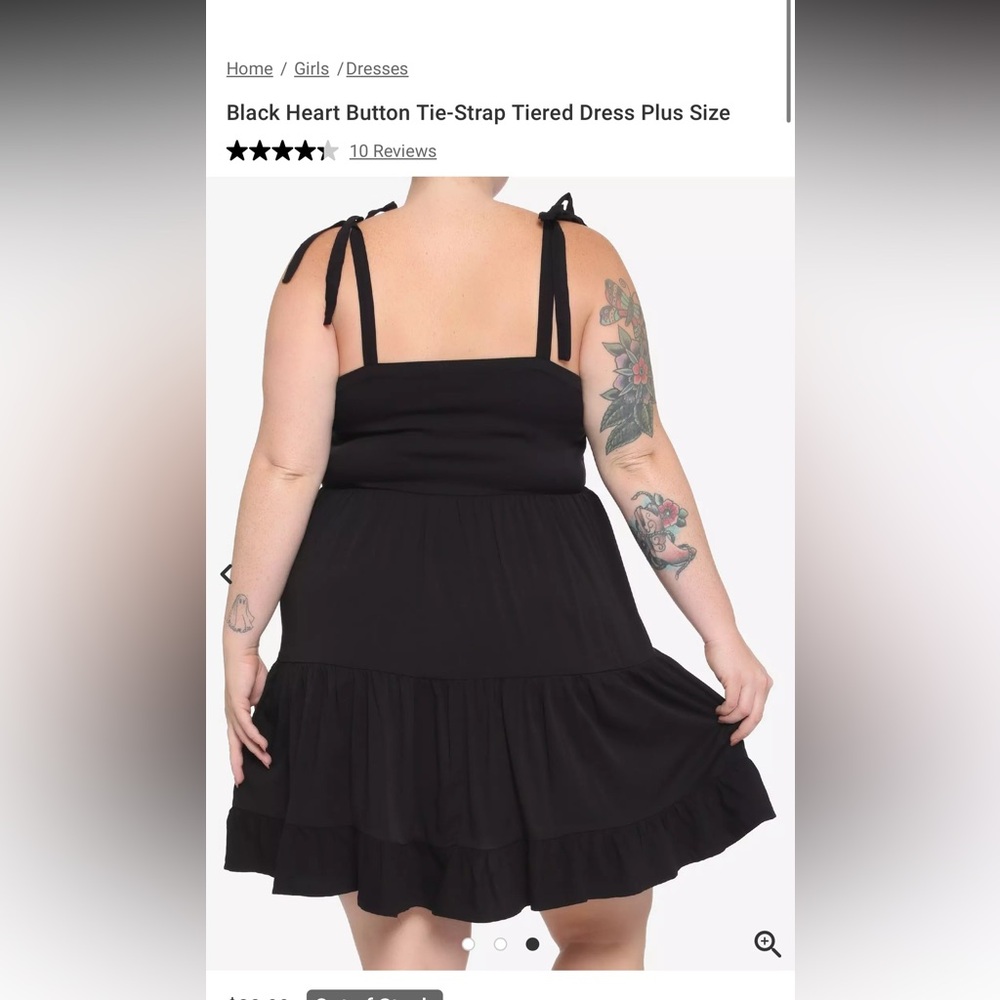 Hot Topic Plus Size Mini Dress with Red Heart Button Accents - Picture 6 of 6